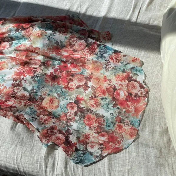 Forever 21 Pink Floral Asymmetrical Sleeveless Dress Small - Picture 10 of 11